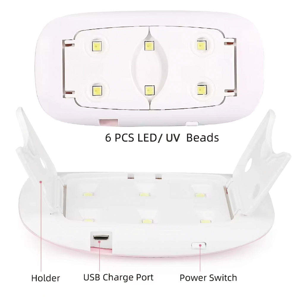 SUNmini 6W Portable LED UV Nail Lamp – USB Gel Polish Curing Light for Travel & Home