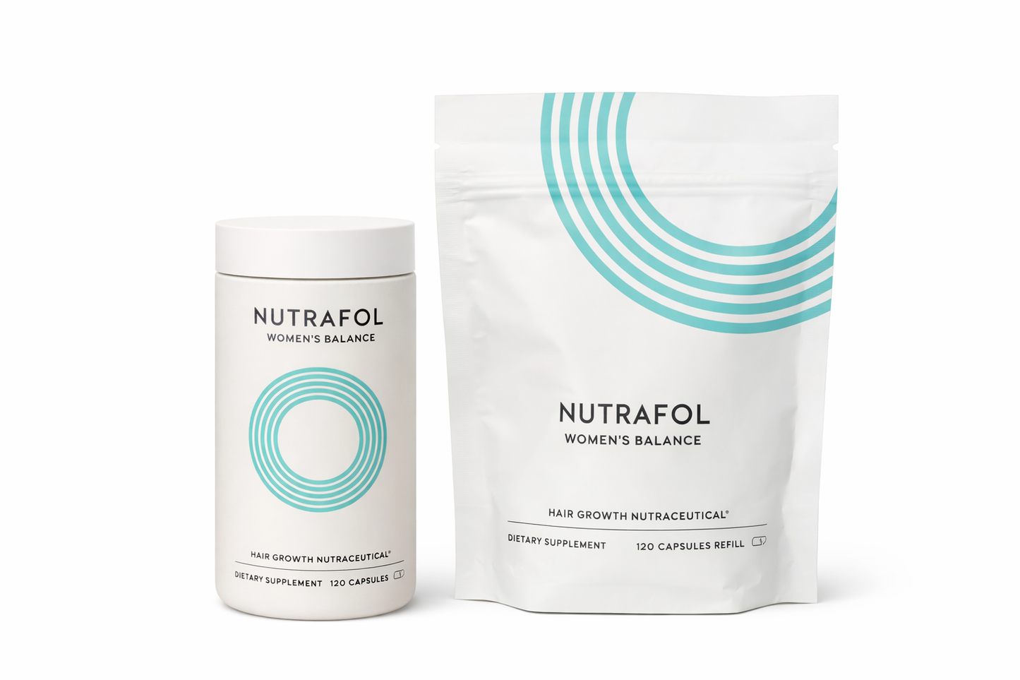 Nutrafol Women's Balance Hair Growth Supplement 1 Month Refill Pouch & Bottle