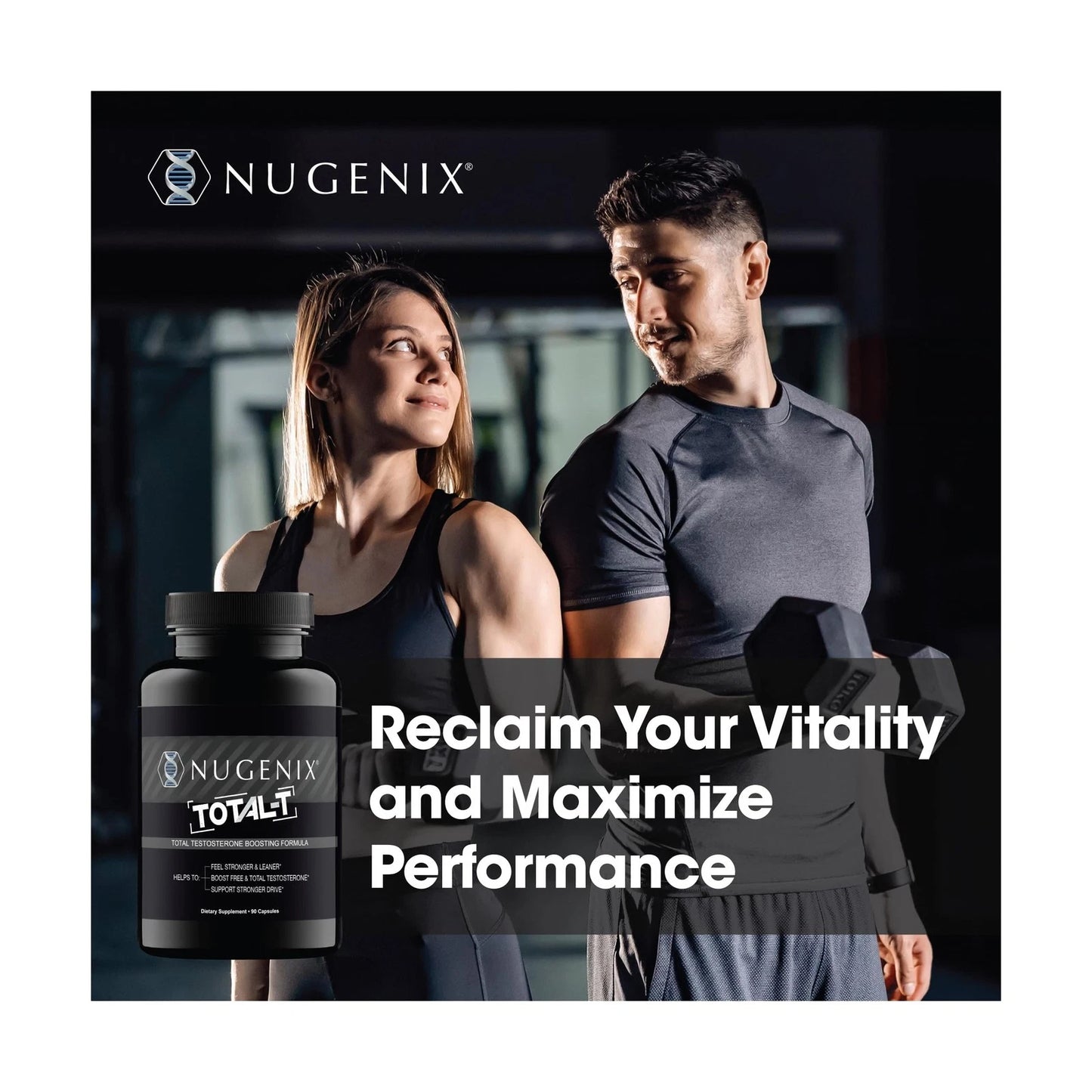 Nugenix Total-T, Free and Total Testosterone Booster Supplement for Men, 90 C
